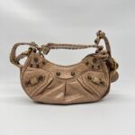 Balenciaga Le Cagole XS Croco Embossed Nude GHW