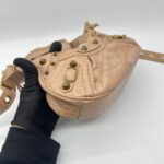 Balenciaga Le Cagole XS Croco Embossed Nude GHW