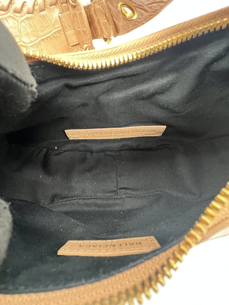 Balenciaga Le Cagole XS Croco Embossed Nude GHW