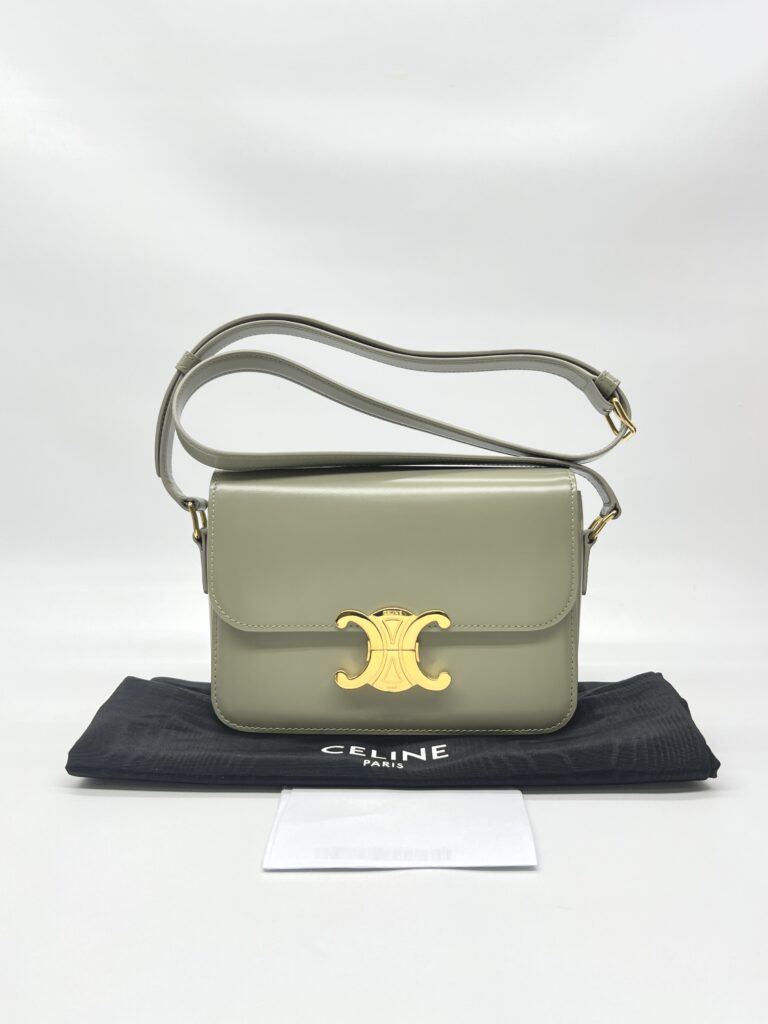 Celine Teen Triomphe Bag Green Clay GHW