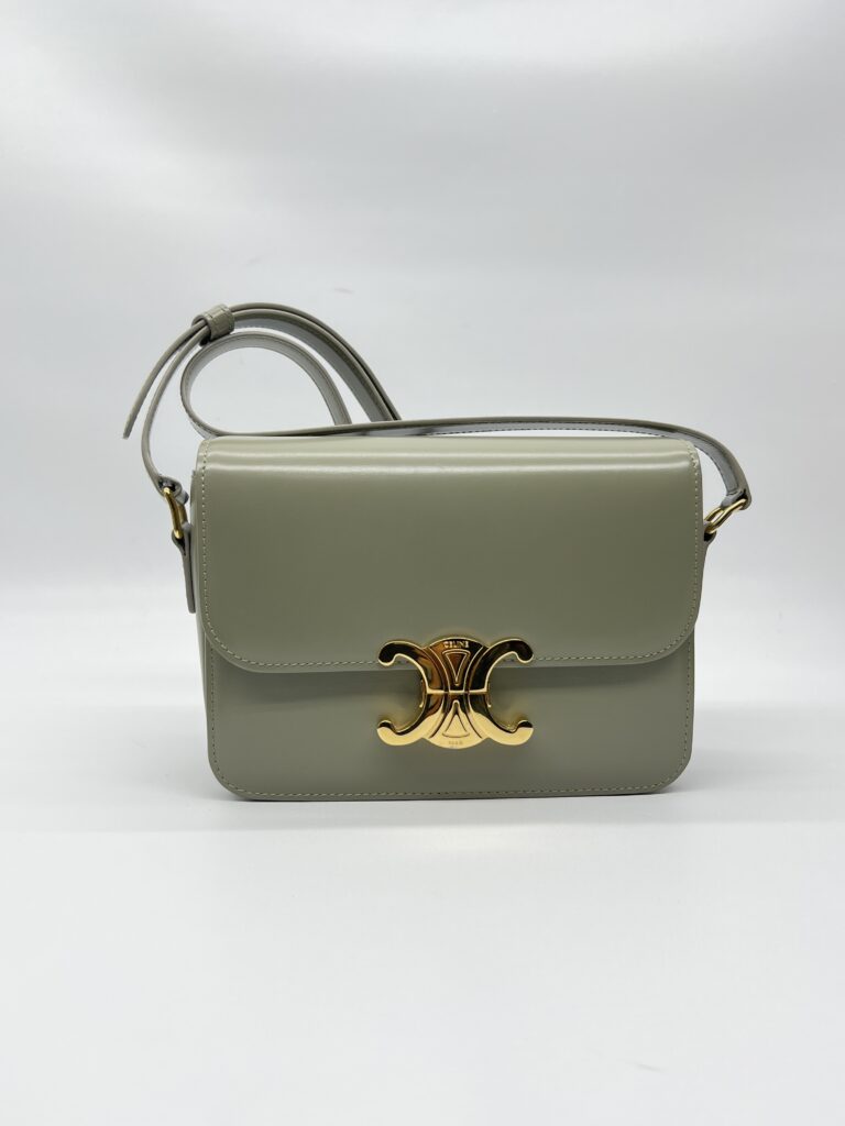 Celine Teen Triomphe Bag Green Clay GHW