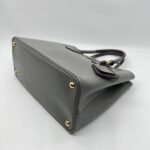 Prada Tote Bag Handle Saffiano Cuir Grey Granat GHW