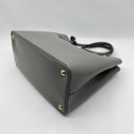 Prada Tote Bag Handle Saffiano Cuir Grey Granat GHW