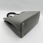Prada Tote Bag Handle Saffiano Cuir Grey Granat GHW