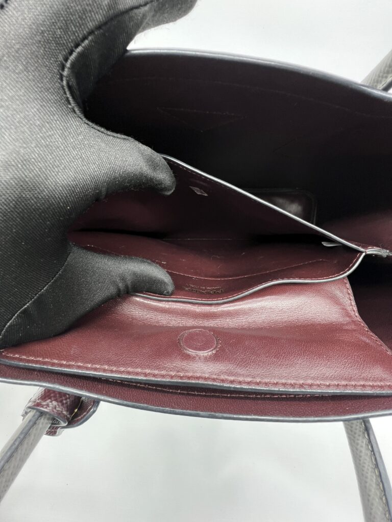 Prada Tote Bag Handle Saffiano Cuir Grey Granat GHW
