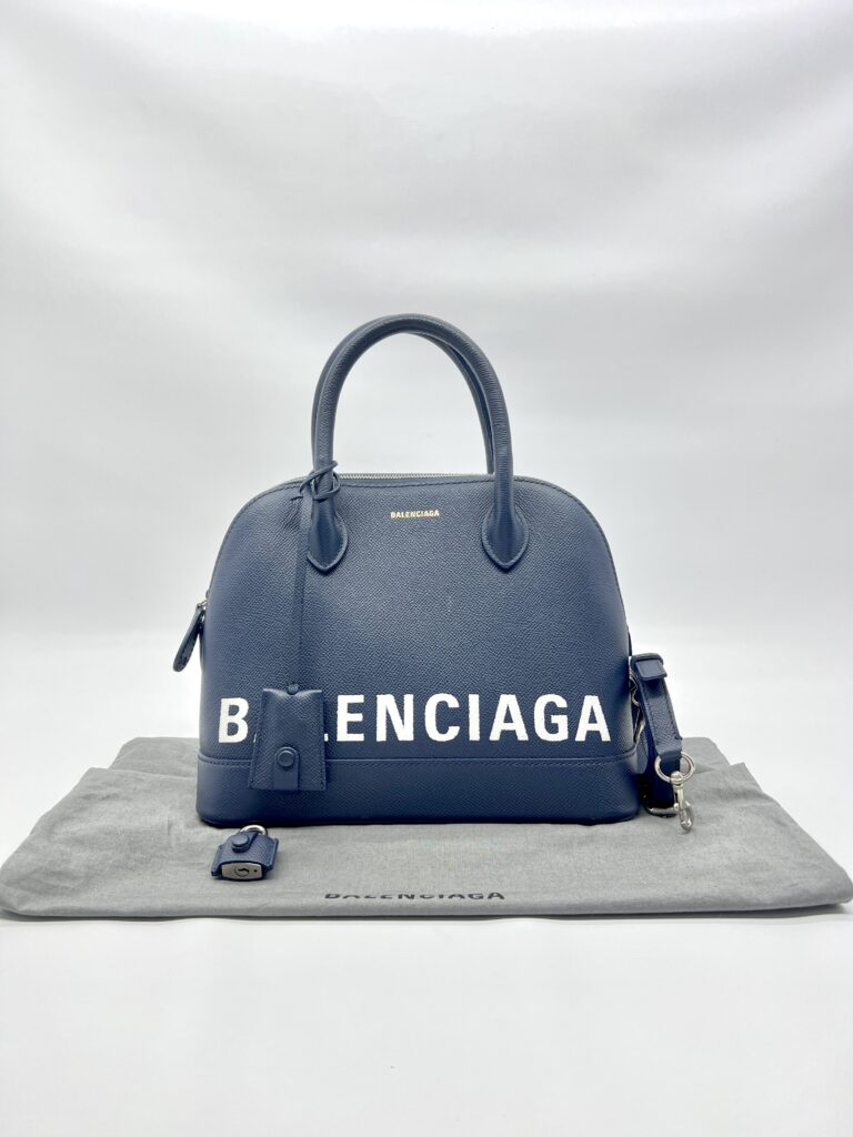 Balenciaga Ville Small Blue White Logo SHW