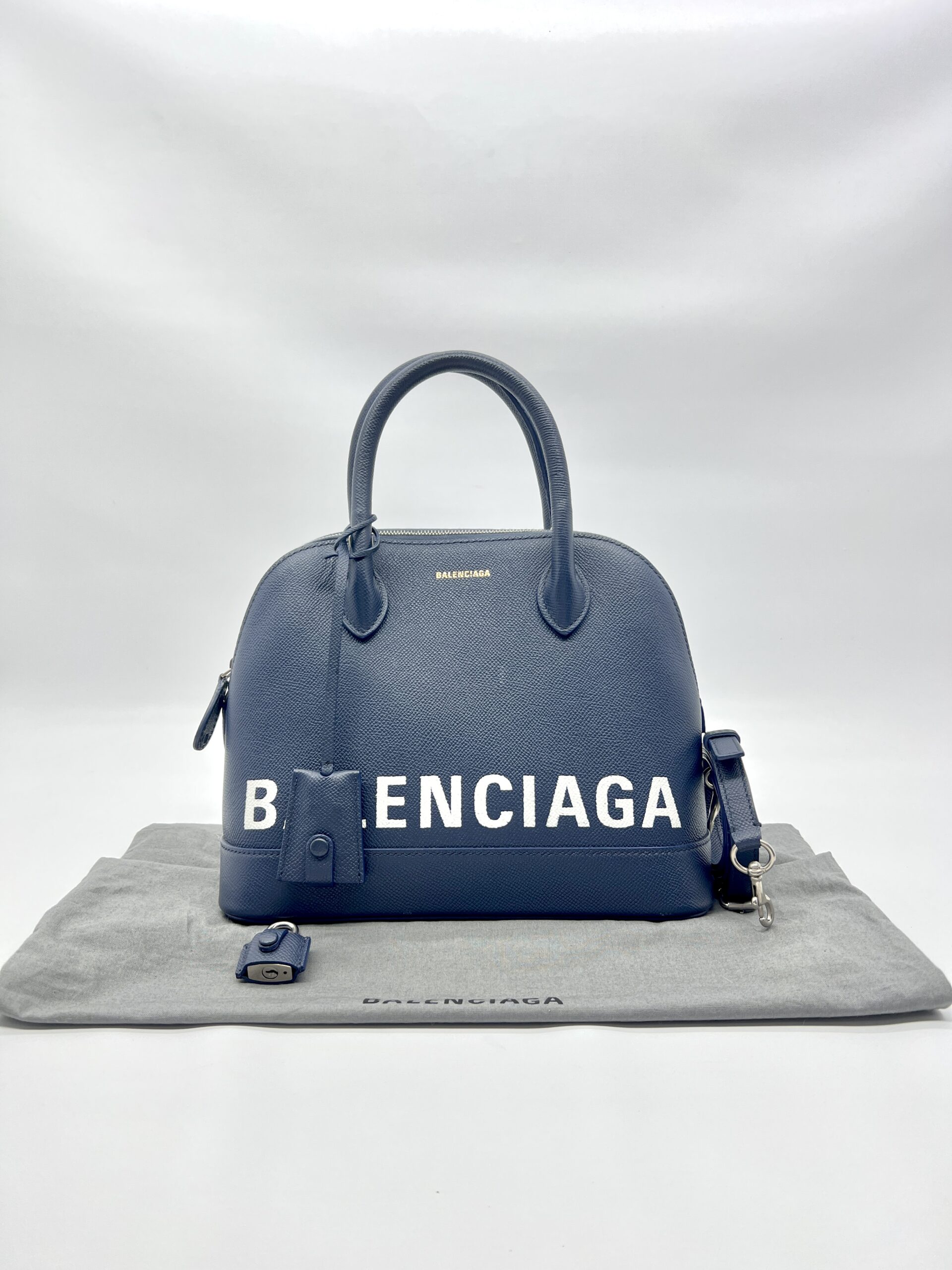 Balenciaga Ville Small Blue White Logo SHW