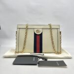 Gucci Ophidia Shoulder Chain Leather White GHW