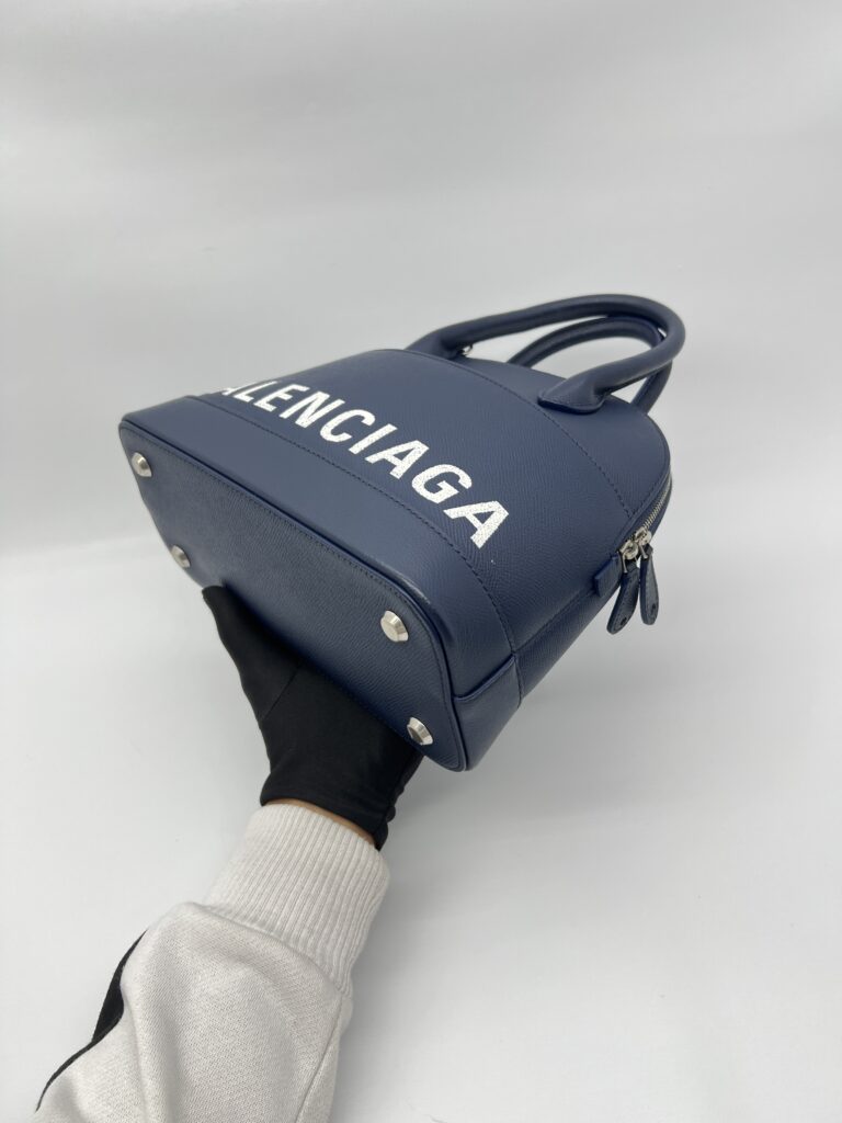 Balenciaga Ville Small Blue White Logo SHW