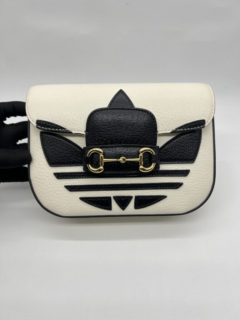 Gucci Horsebit Mini Bag X Adidas Leather White Black GHW