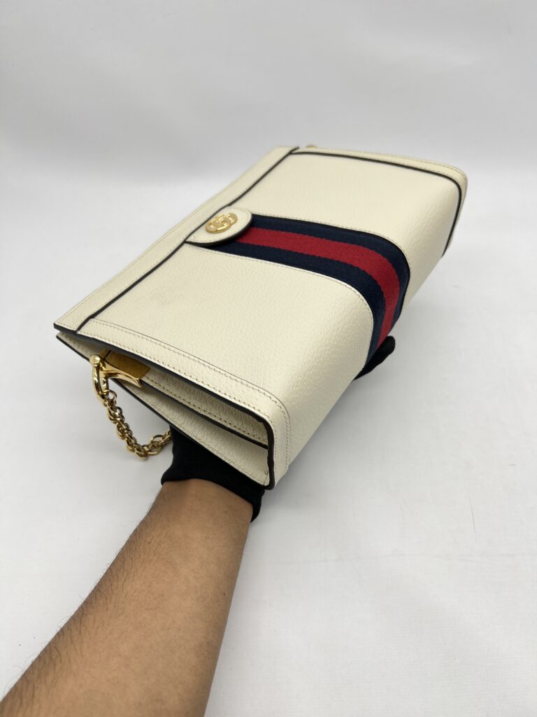 Gucci Ophidia Shoulder Chain Leather White GHW