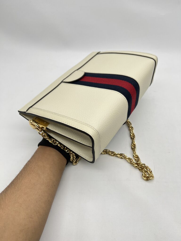 Gucci Ophidia Shoulder Chain Leather White GHW