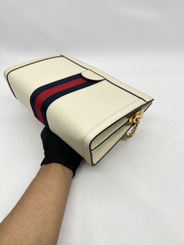 Gucci Ophidia Shoulder Chain Leather White GHW