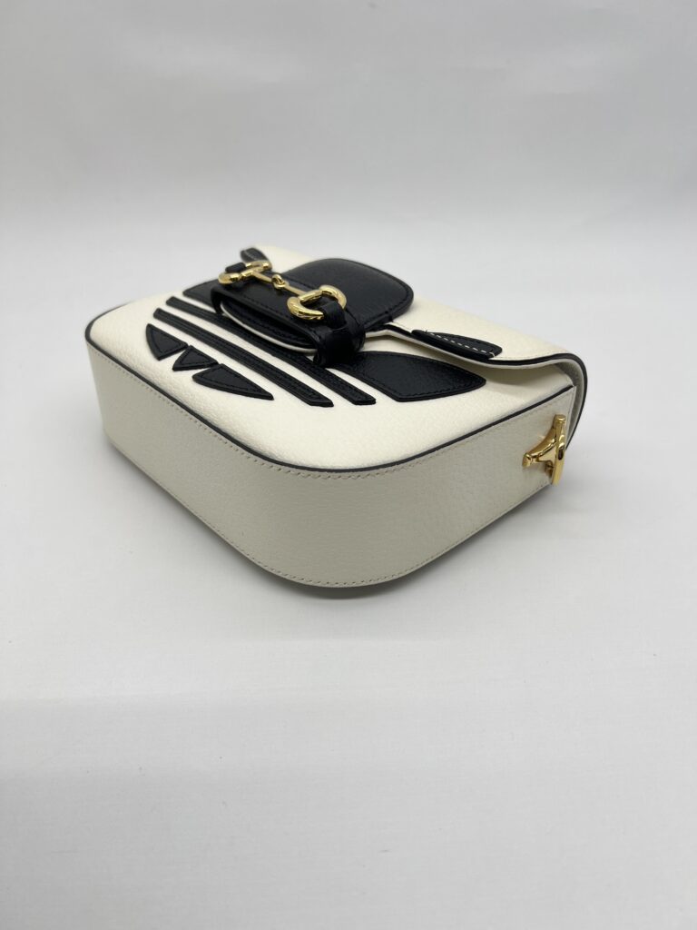 Gucci Horsebit Mini Bag X Adidas Leather White Black GHW