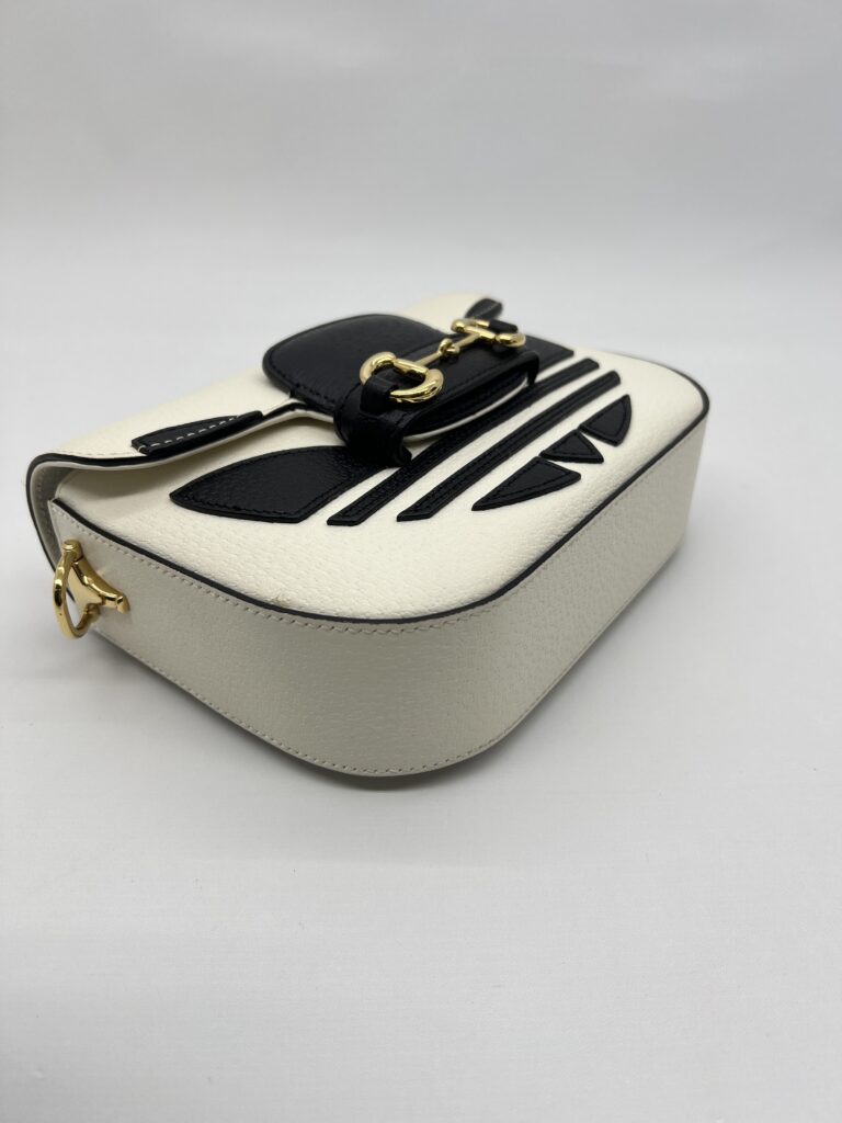 Gucci Horsebit Mini Bag X Adidas Leather White Black GHW