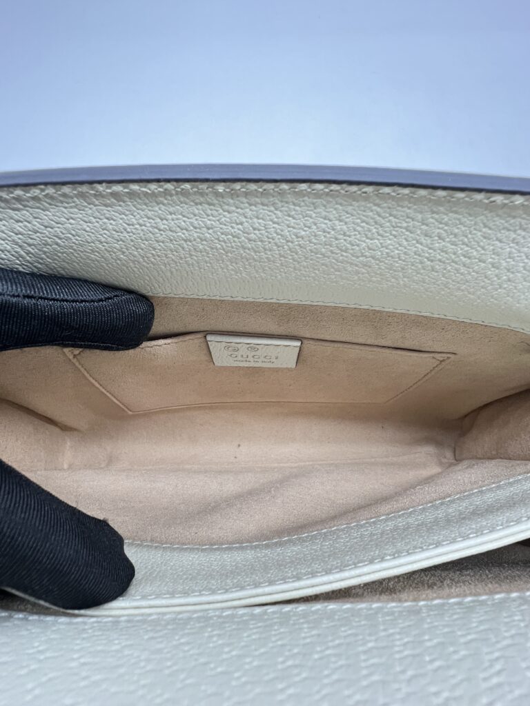 Gucci Ophidia Shoulder Chain Leather White GHW