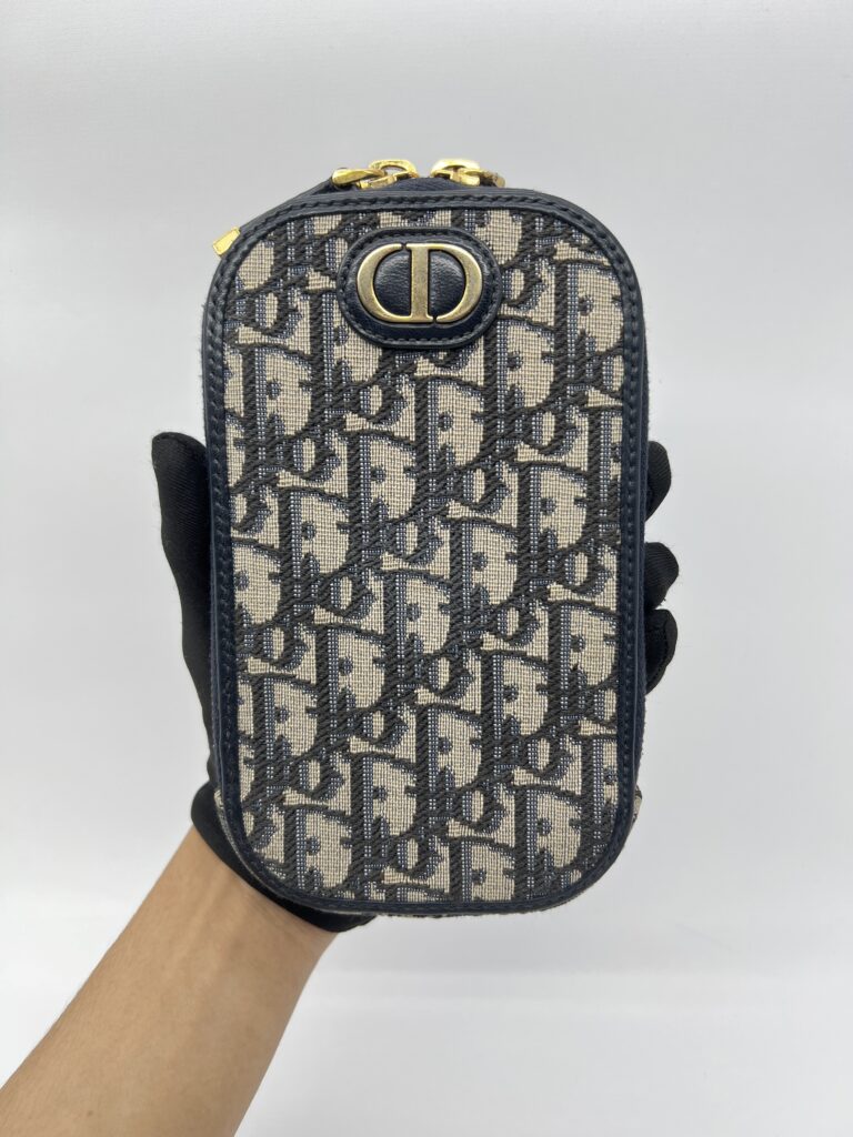 Dior Tech Phone Holder Blue Oblique GHW