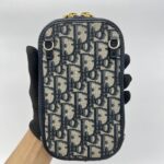 Dior Tech Phone Holder Blue Oblique GHW
