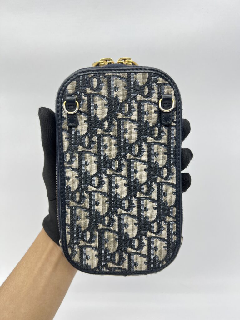 Dior Tech Phone Holder Blue Oblique GHW