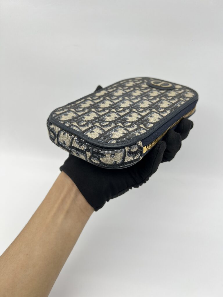 Dior Tech Phone Holder Blue Oblique GHW