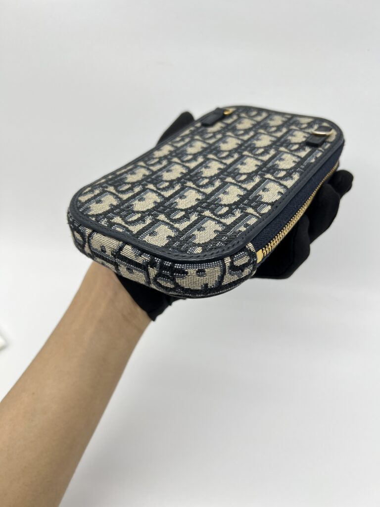 Dior Tech Phone Holder Blue Oblique GHW