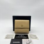 Chanel CC Trifold Wallet Calfskin Beige GHW
