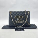 Chanel Accordion Chain Bag Lambskin Black GHW