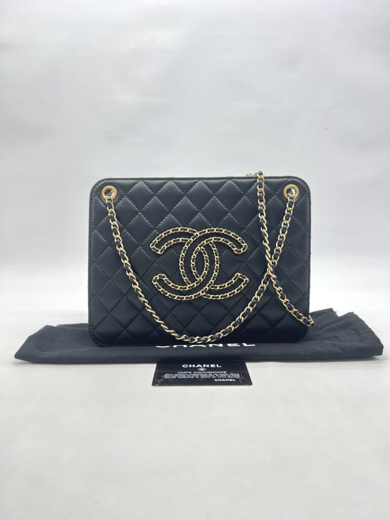 Chanel Accordion Chain Bag Lambskin Black GHW