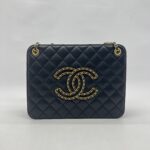 Chanel Accordion Chain Bag Lambskin Black GHW