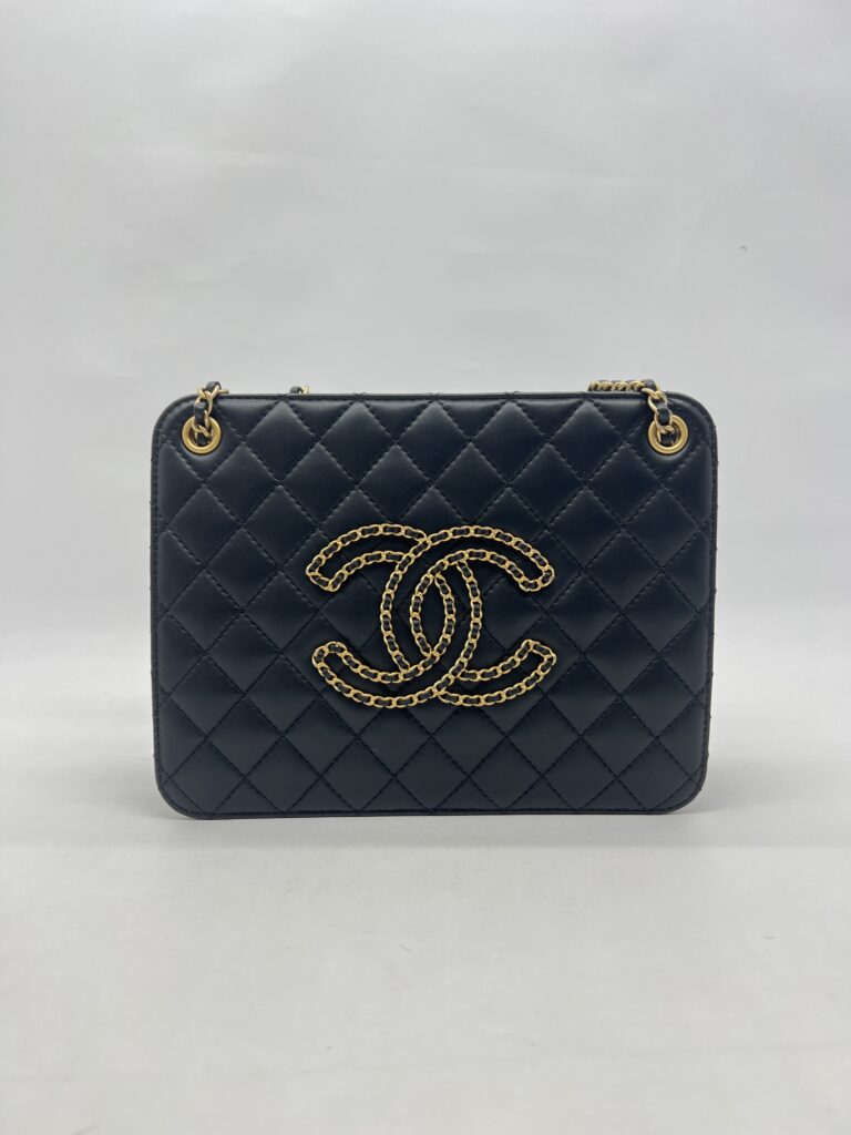 Chanel Accordion Chain Bag Lambskin Black GHW