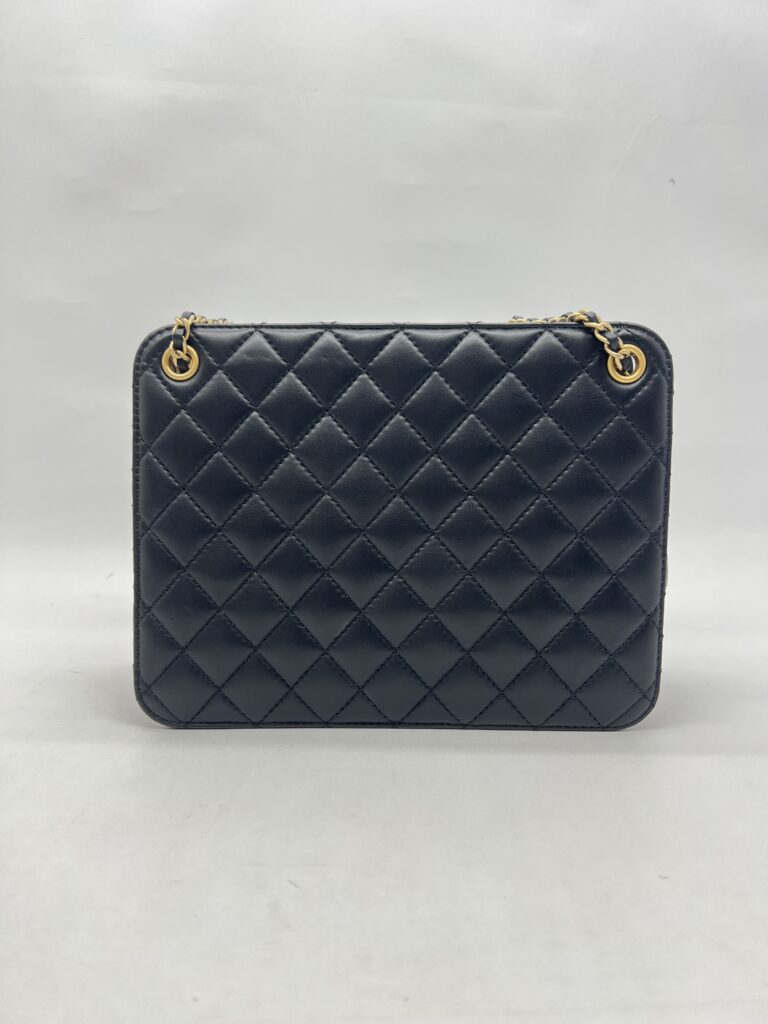 Chanel Accordion Chain Bag Lambskin Black GHW