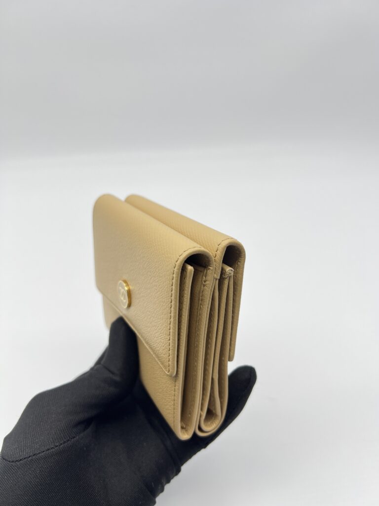 Chanel CC Trifold Wallet Calfskin Beige GHW