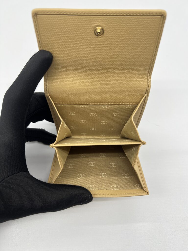 Chanel CC Trifold Wallet Calfskin Beige GHW