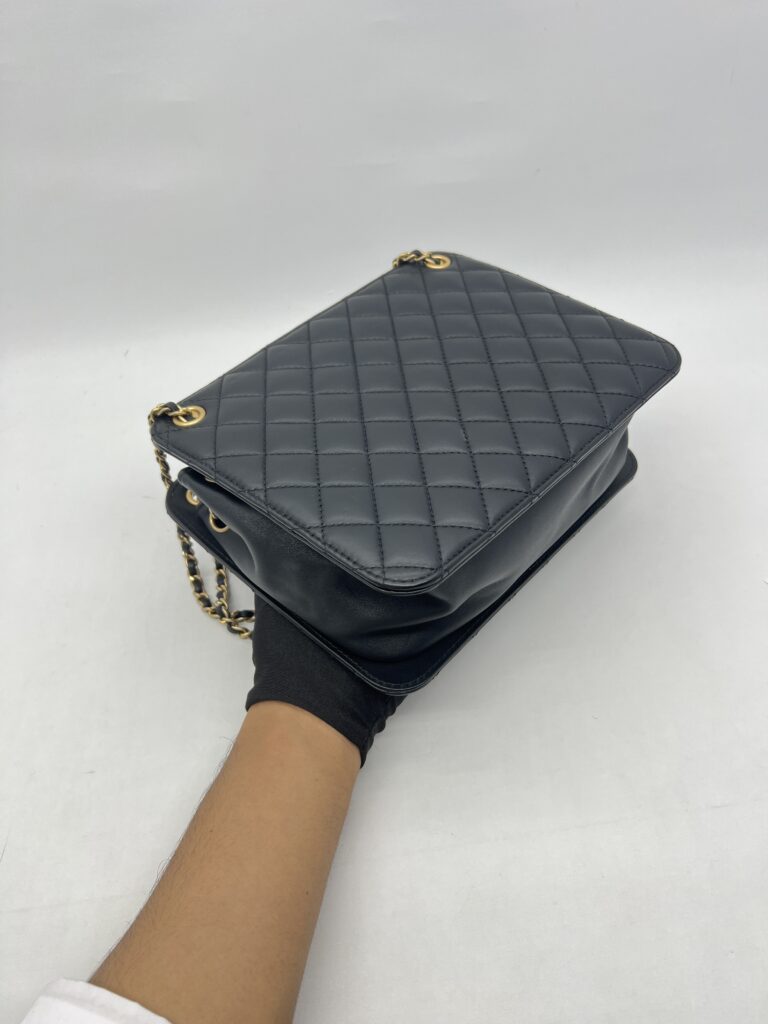 Chanel Accordion Chain Bag Lambskin Black GHW
