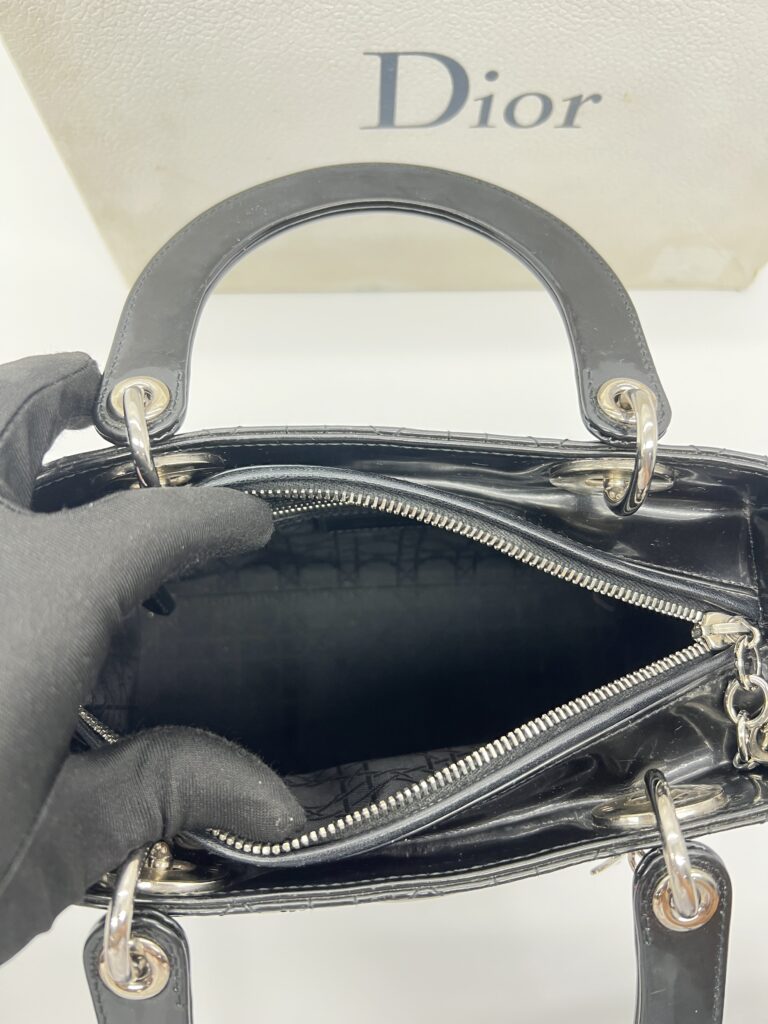 Dior Lady Dior Medium Vernis Black SHW