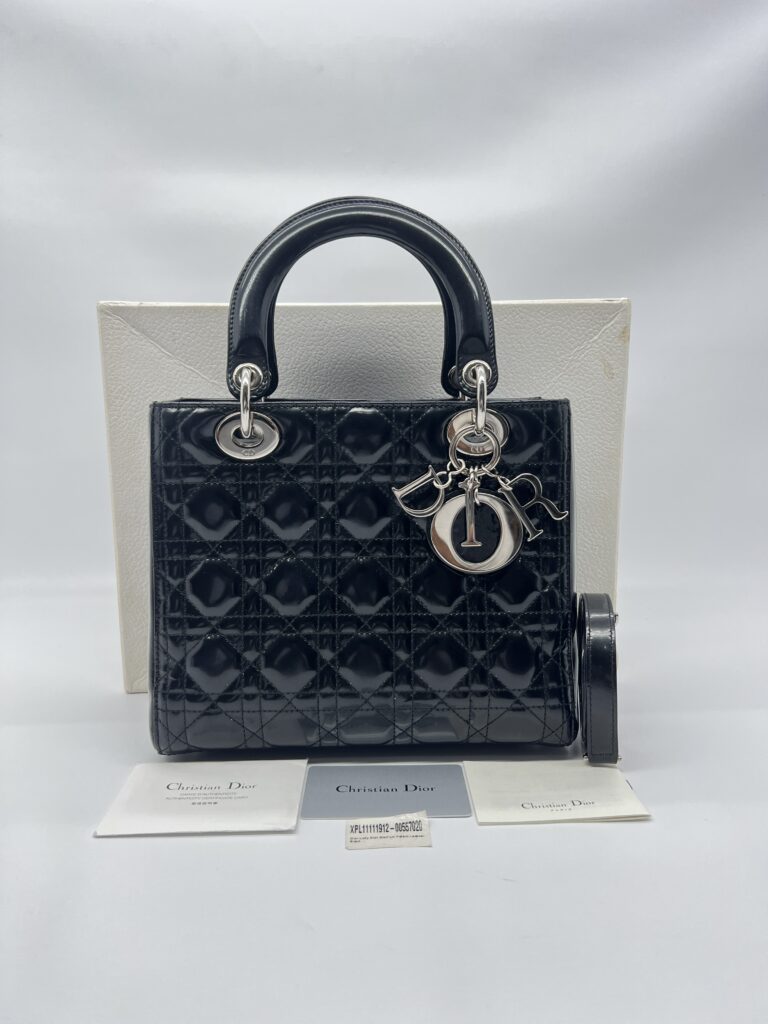 Dior Lady Dior Medium Vernis Black SHW