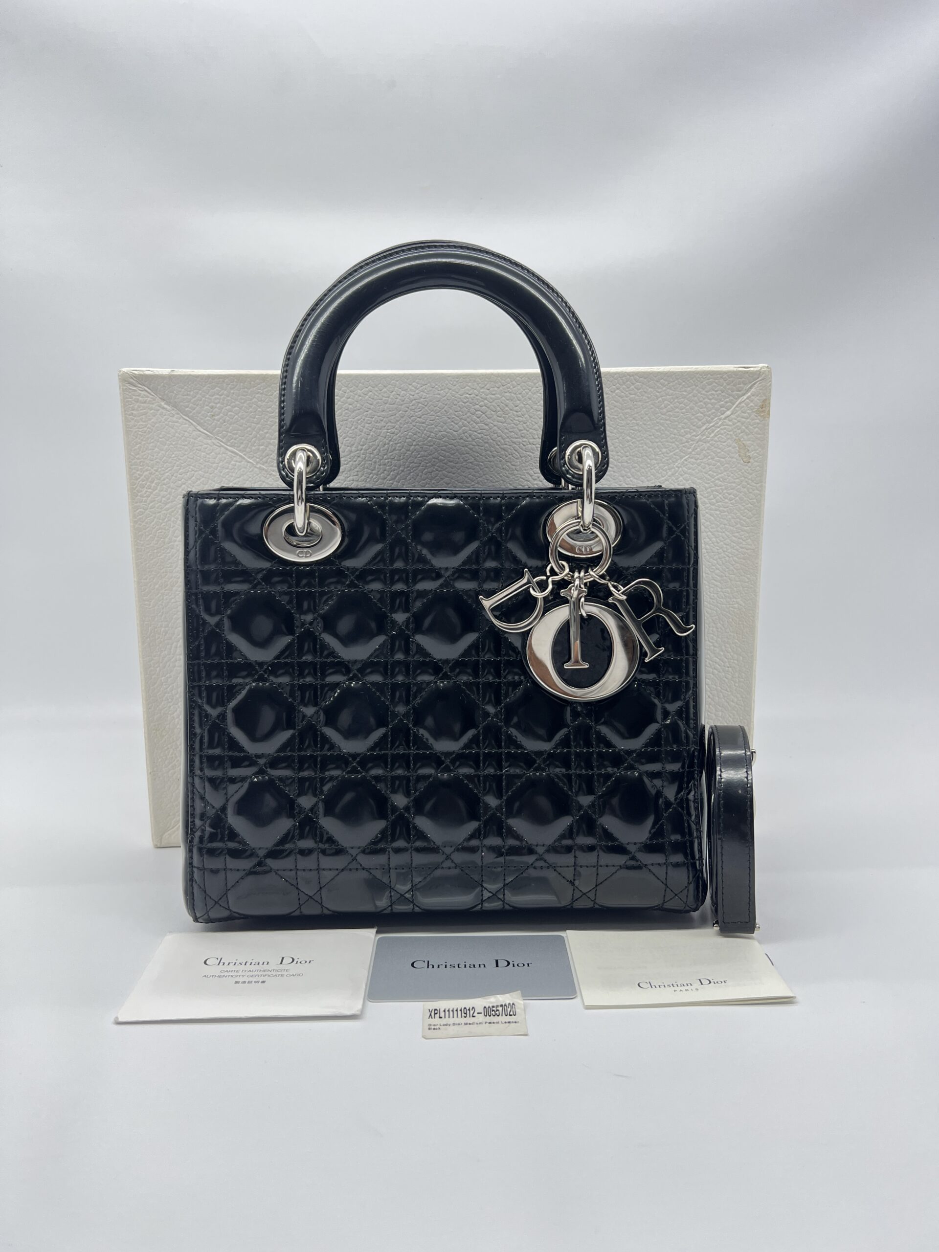 Dior Lady Dior Medium Vernis Black SHW
