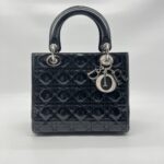 Dior Lady Dior Medium Vernis Black SHW