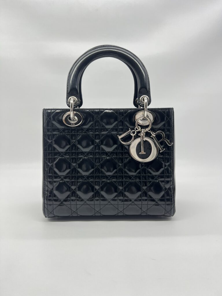 Dior Lady Dior Medium Vernis Black SHW