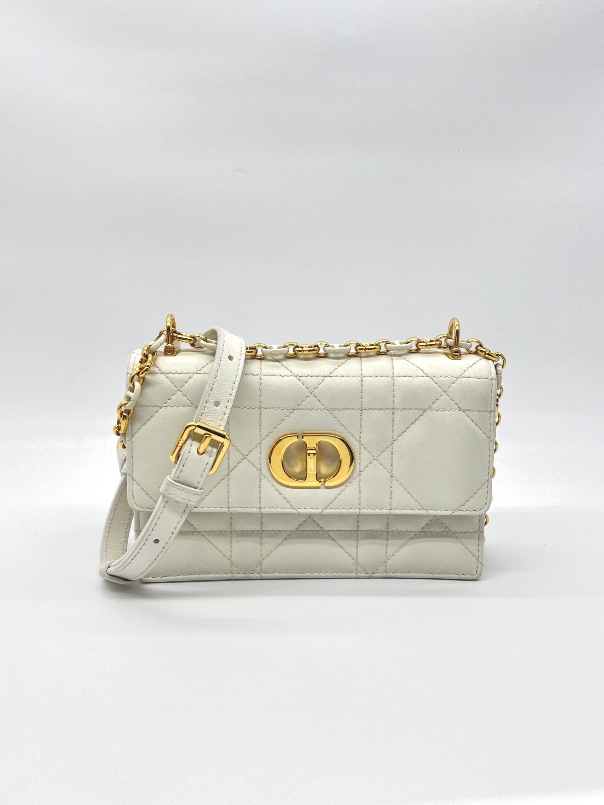 Dior Mini Miss Caro Lambskin White GHW