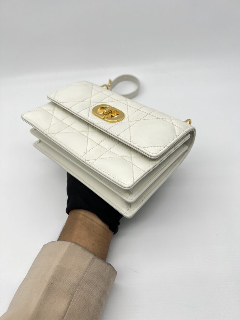 Dior Mini Miss Caro Lambskin White GHW