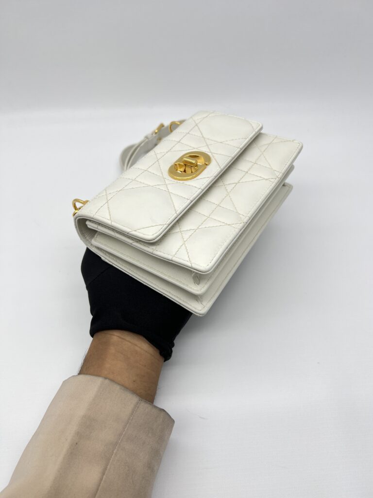 Dior Mini Miss Caro Lambskin White GHW
