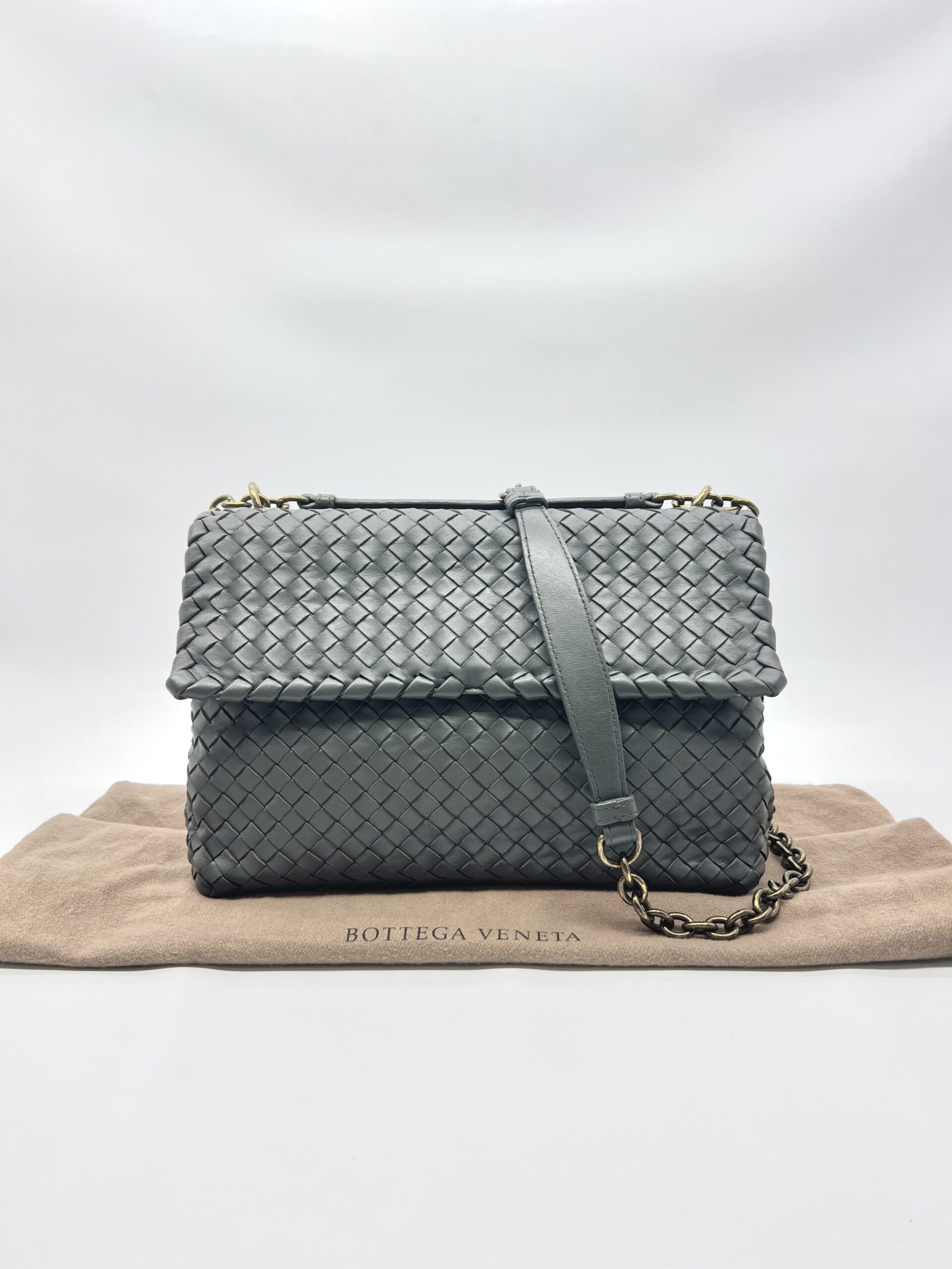 Bottega Veneta Olimpia Medium Grey GHW