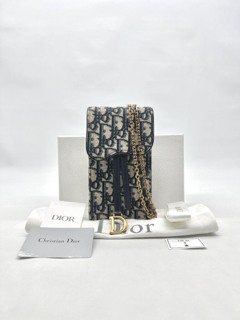 Dior Verticale Saddle Pouch Blue Dior Oblique Jacquard