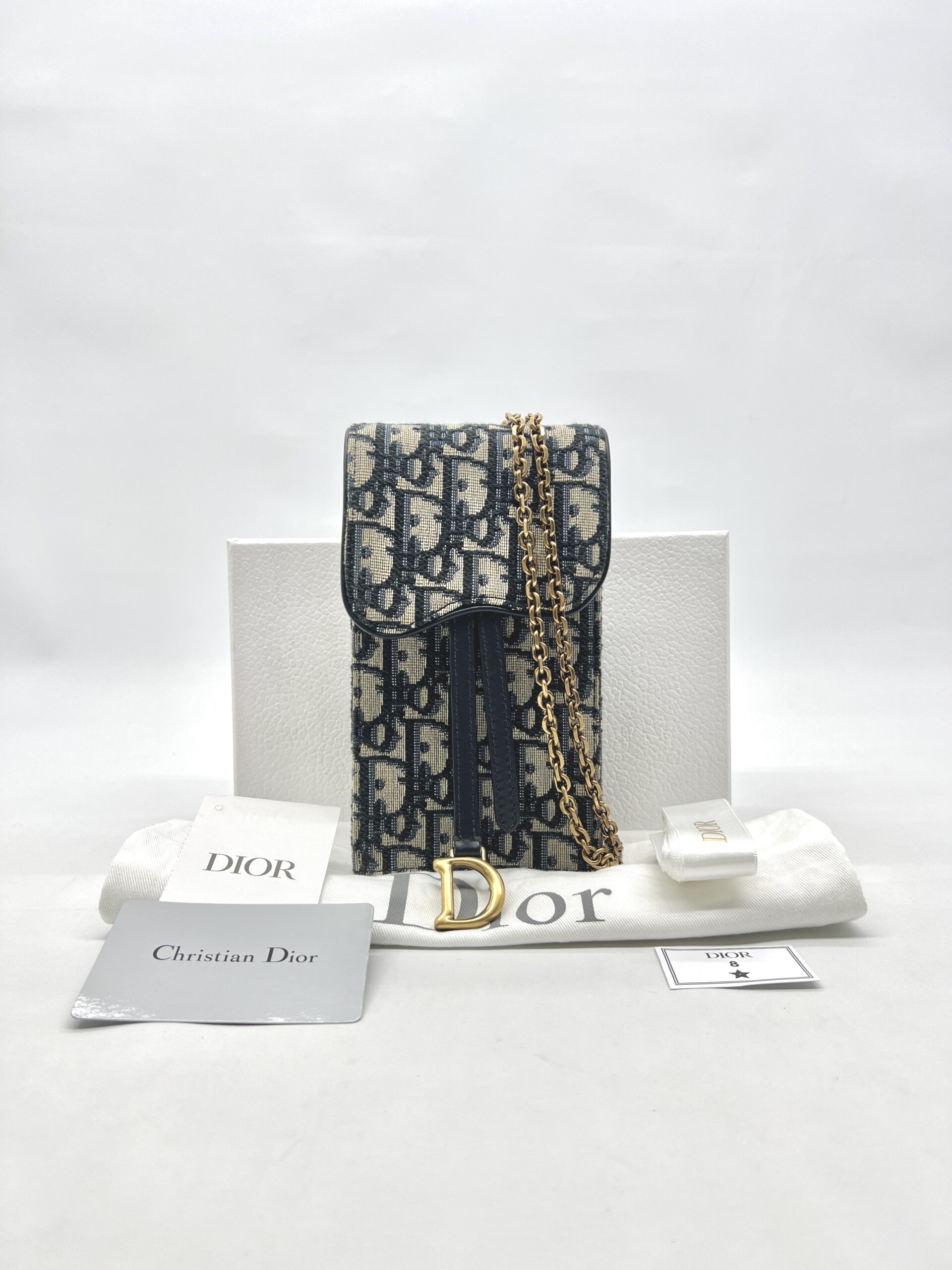 Dior Verticale Saddle Pouch Blue Dior Oblique Jacquard