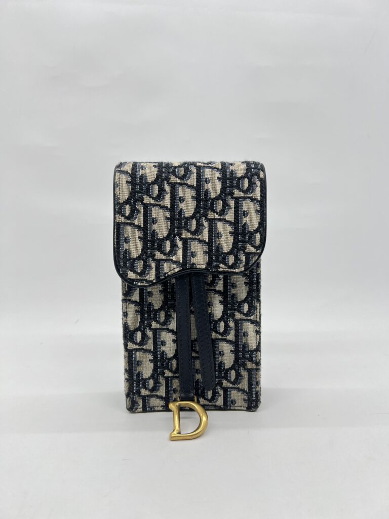 Dior Verticale Saddle Pouch Blue Dior Oblique Jacquard