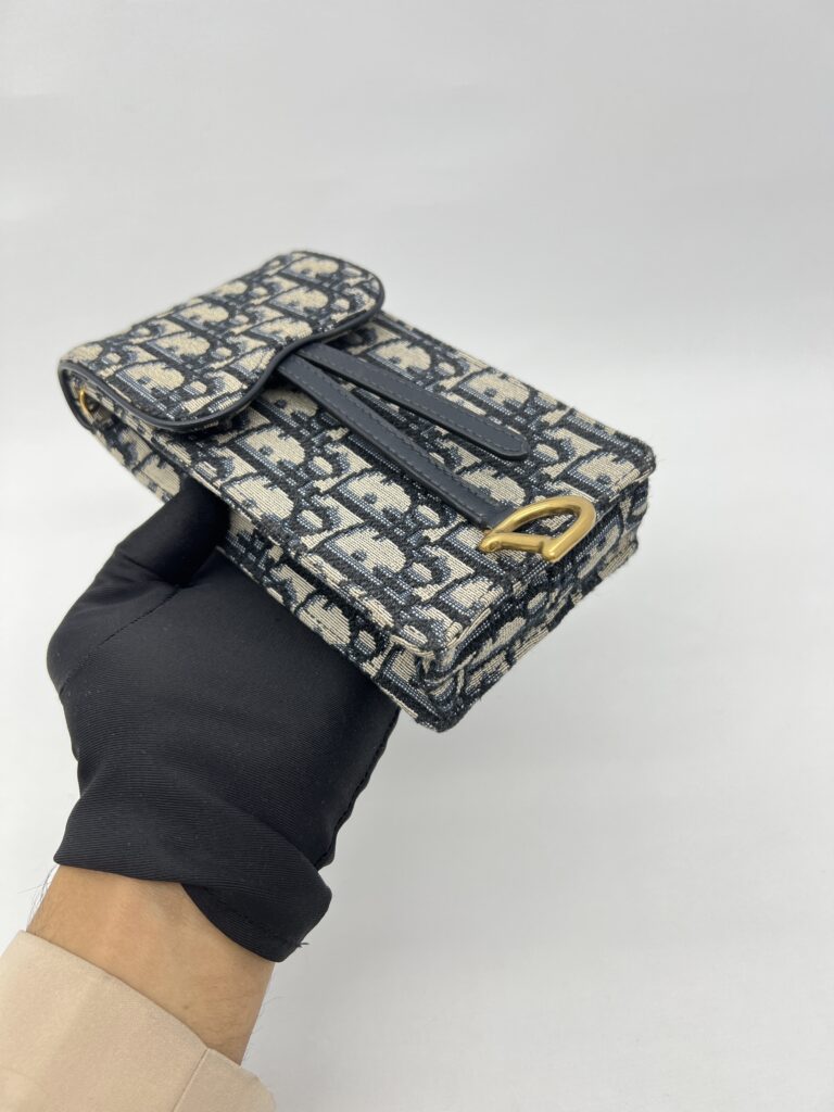 Dior Verticale Saddle Pouch Blue Dior Oblique Jacquard