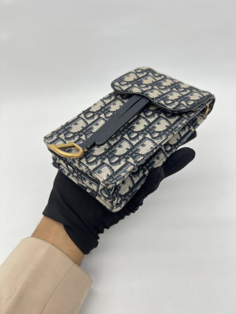 Dior Verticale Saddle Pouch Blue Dior Oblique Jacquard