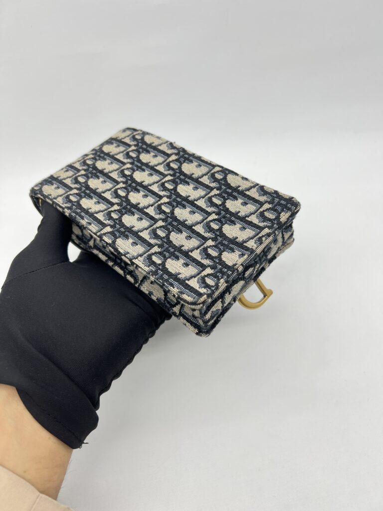 Dior Verticale Saddle Pouch Blue Dior Oblique Jacquard