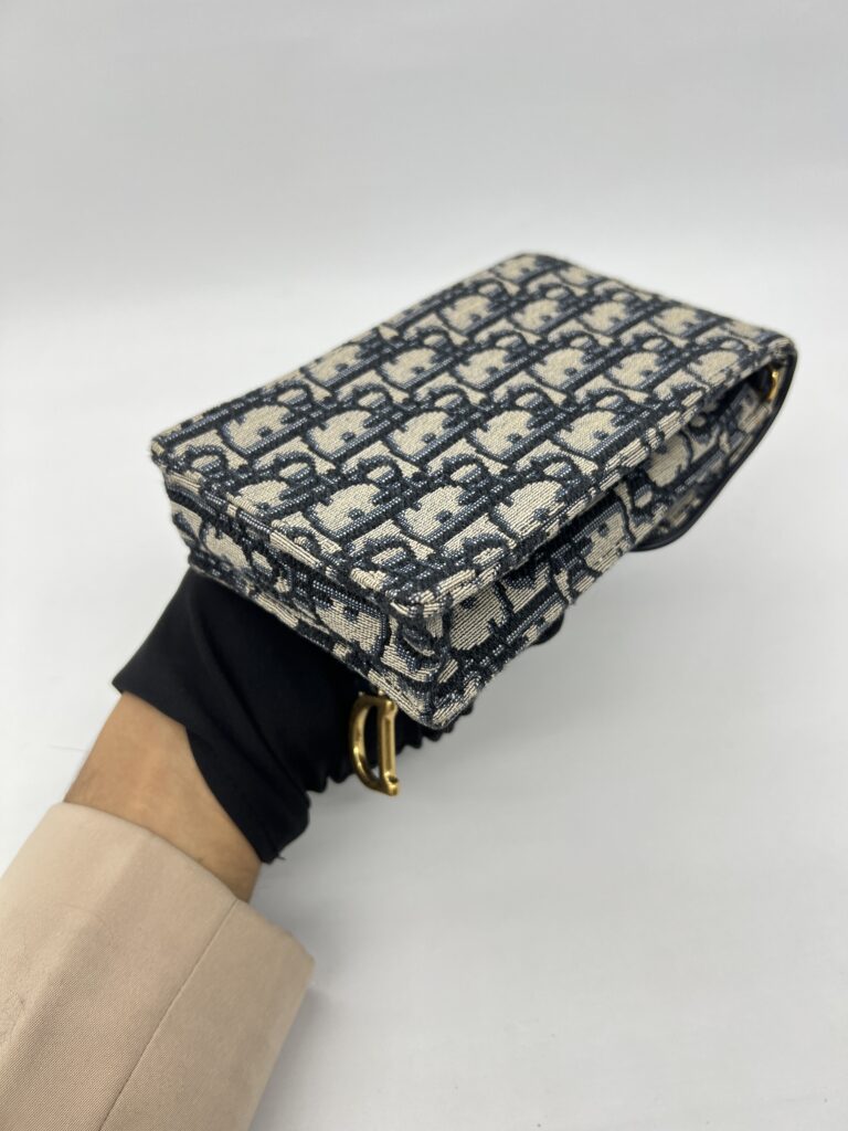 Dior Verticale Saddle Pouch Blue Dior Oblique Jacquard
